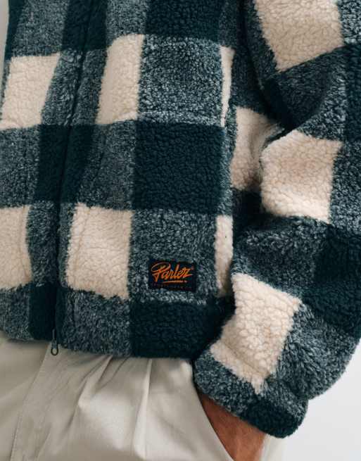 Parlez province check borg jacket in green, 3 of 5