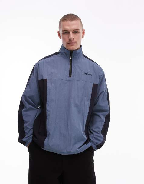 Parlez Pulse 1/4 zip windbreaker jacket in navy - view 1