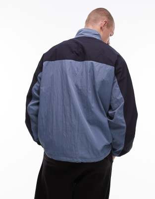 Parlez Pulse 1/4 Zip Windbreaker Jacket In Navy