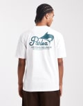 [Parlez] Parlez regular fit screen printed fishing graphic t-shirt with back print in white L White