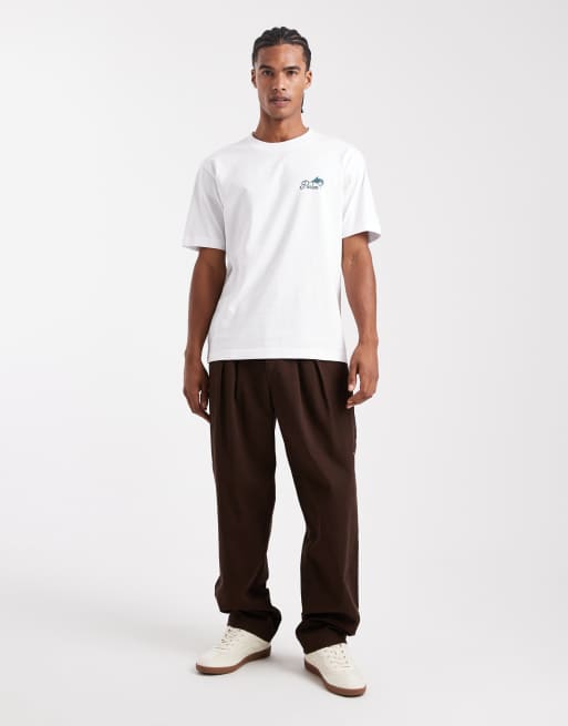 Parlez regular fit screen printed fishing graphic t-shirt with back print in white, 2 of 5