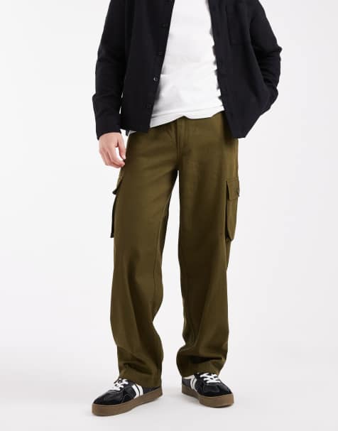 Parlez relaxed fit utility elasticated waist cargo trousers in khaki - view 1