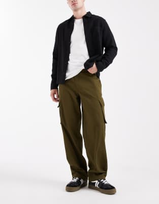 Parlez Relaxed Fit Utility Elasticized Waist Cargo Pants In Green