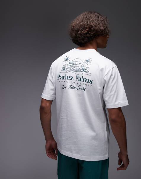 Parlez retreat motif back t-shirt in white - view 1