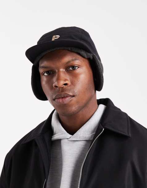 Parlez reversible dog ear fleece-lined logo cap in black - view 1