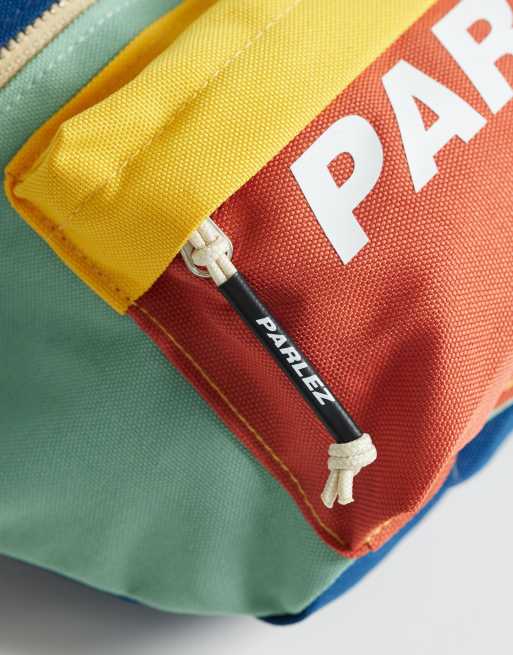 Parlez - Riñonera multicolor para festivales con diseño color block y logo, 3 de 4