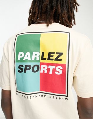 Parlez riviera t-shirt in beige Exclusive to ASOS-Neutral