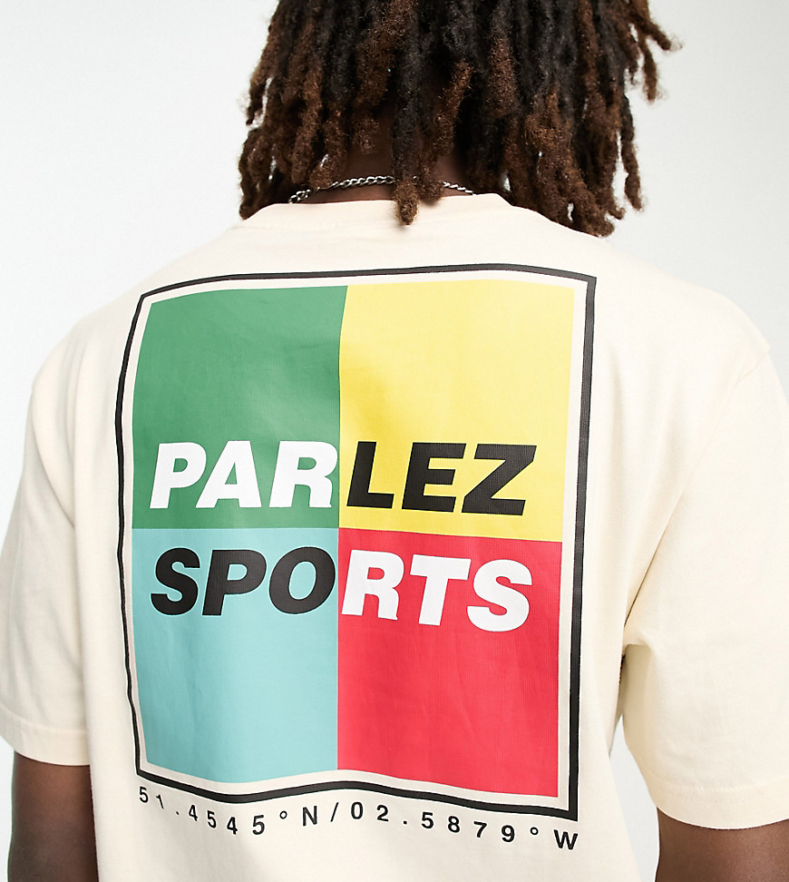 Parlez riviera t-shirt in beige Exclusive to ASOS-Neutral