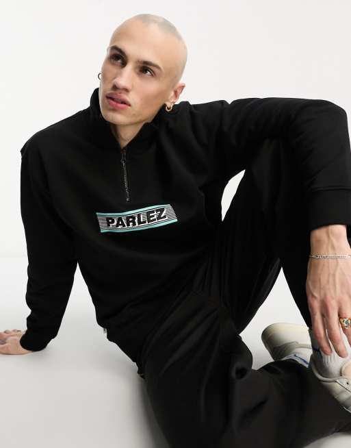 Parlez salton half zip sweat in black
