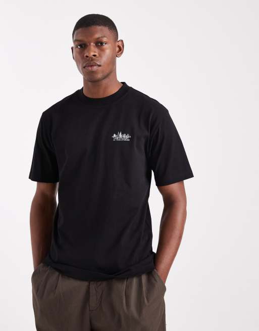 Parlez scape graphic logo t-shirt with back print in black, 3 of 5