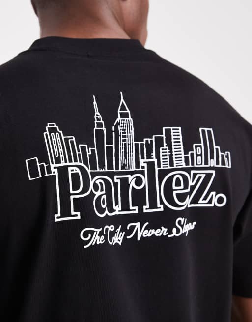 Parlez scape graphic logo t-shirt with back print in black, 5 of 5