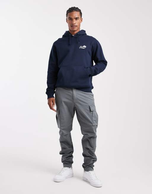 Parlez screen printed fishing graphic logo hoodie with back print in blue, 2 of 5
