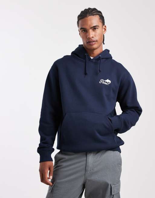 Parlez screen printed fishing graphic logo hoodie with back print in blue, 3 of 5