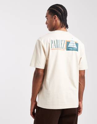 Parlez Screen Printed Sailing Graphic Logo T-shirt With Back Print In Neutral