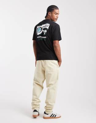 Parlez Screen Printed Sports Graphic Logo T-shirt With Back Print In Black