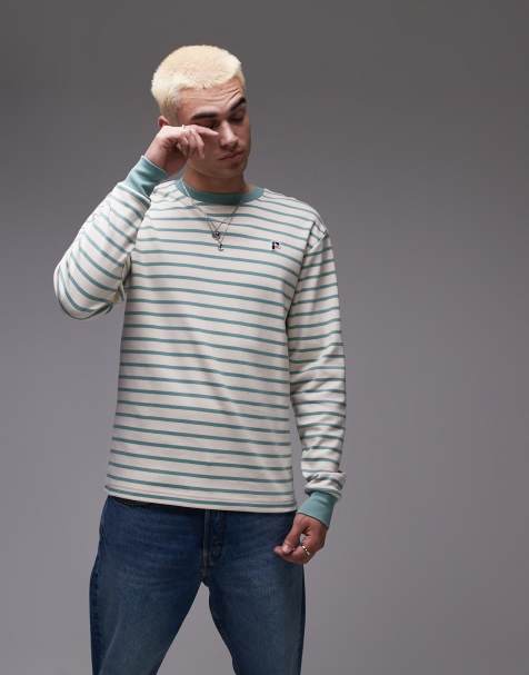 Parlez – Shore – Grön, randig sweatshirt med långa ärmar och logga - view 1