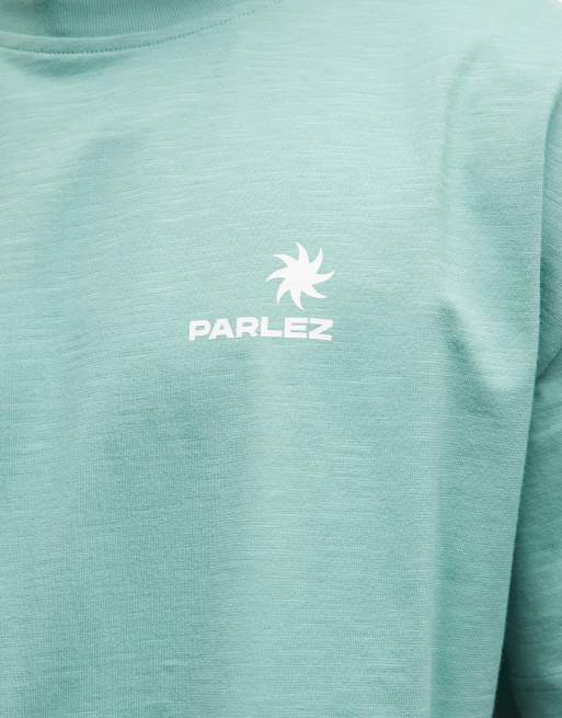 Parlez short sleeve cape oversized T-shirt with beach back graphic in green, 5 of 5