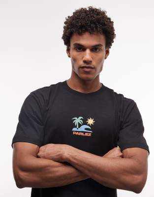 Parlez Short Sleeve Mateo Beach Graphic Logo T-shirt In Black