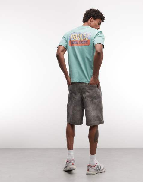 Parlez short sleeve myer logo back print t-shirt in green - view 1