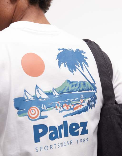 Parlez short sleeve willford beach back graphic t-shirt in white, 4 of 5