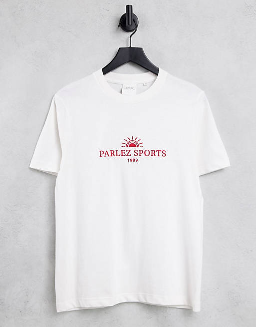 Men Parlez signus embroidered t-shirt in white 
