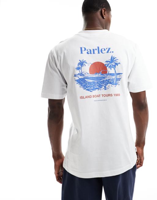Parlez - Sol - T-shirt met tropische print in wit