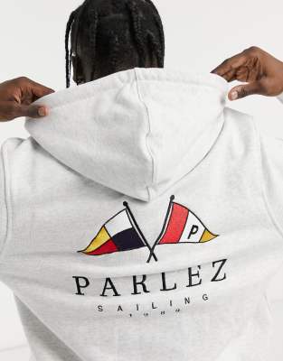 Parlez Solent back print hoodie in gray-Grey