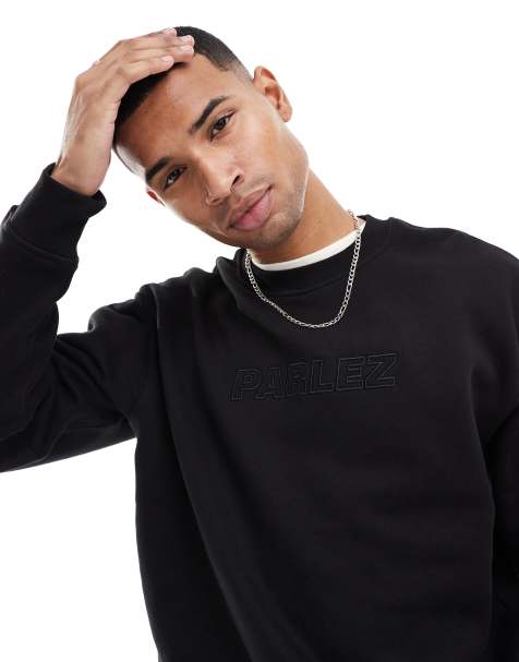 Parlez - Sort og oversized sweatshirt med rund hals og logobroderi - view 1