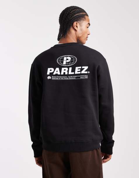 Parlez - Sort sweatshirt med print på ryggen og grafisk logo - view 1