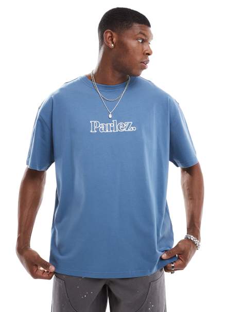 Parlez - Staffa - Oversized T-shirt met korte mouwen en logo in blauw - view 1