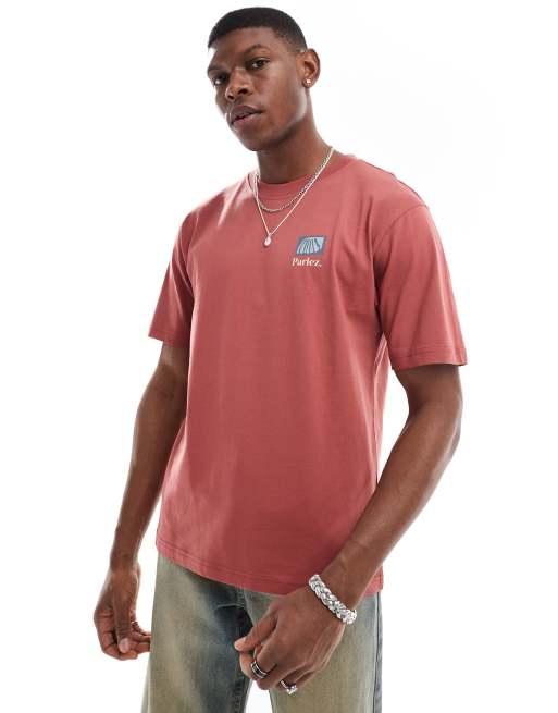 Parlez - Stallo - T-shirt a maniche corte color corallo con logo e stampa sulla schiena, 4 di 4