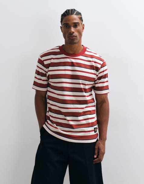 Parlez stripe crew neck t-shirt in red - view 1