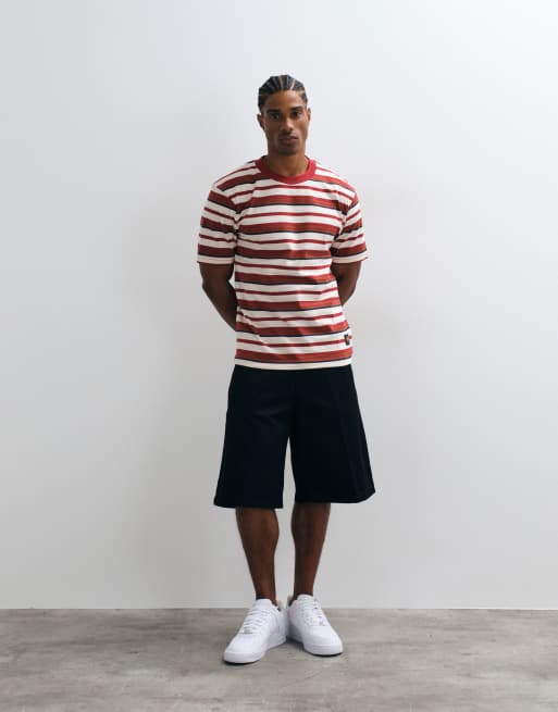 Parlez stripe crew neck t-shirt in red, 2 of 5