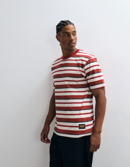 Parlez stripe crew neck t-shirt in red, 3 of 5