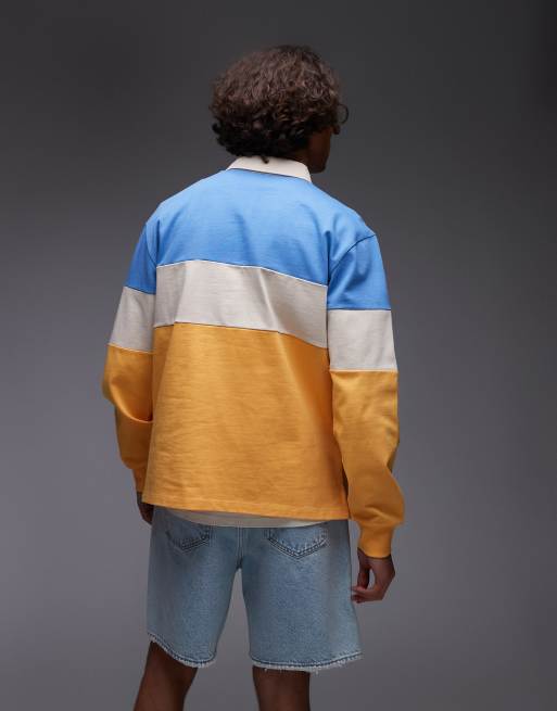 Parlez strive contrast panel detail rugby shirt in multi, 3 of 4