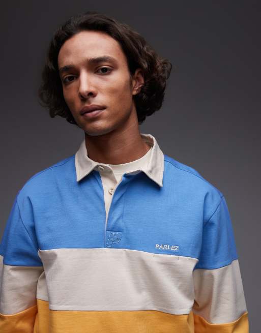 Parlez strive contrast panel detail rugby shirt in multi, 4 of 4