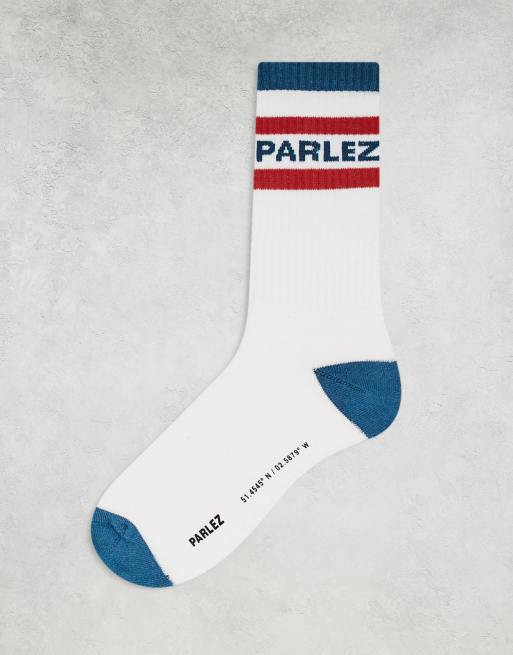 Parlez strive contrast stripe socks in light blue multi