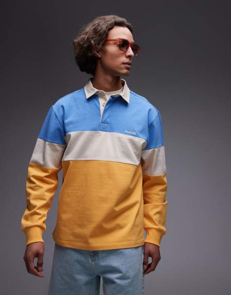 Parlez strive contrast panel detail rugby shirt in multi