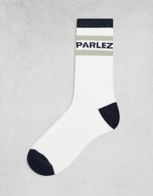 Parlez - Strive - Socken in Weiß und Marineblau mit Logo