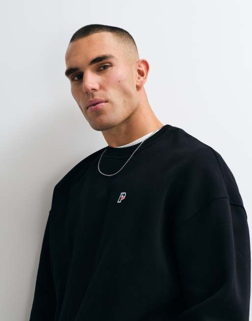 Parlez sudadera extragrande con estampado del logotipo en el pecho en negro, 1 de 5