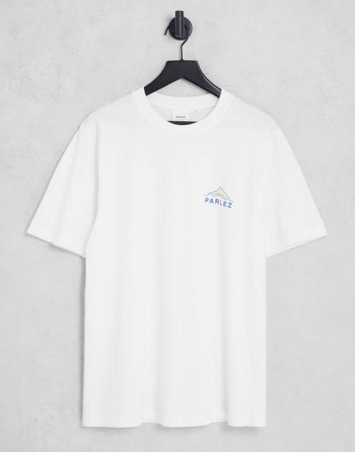 Parlez – Swan – Biały T-shirt z wyhaftowaną żaglówką z przodu i na plecach