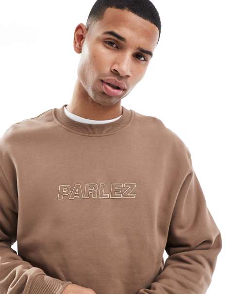 Parlez - Sweat ras de cou oversize à broderie logo - Marron - view 1