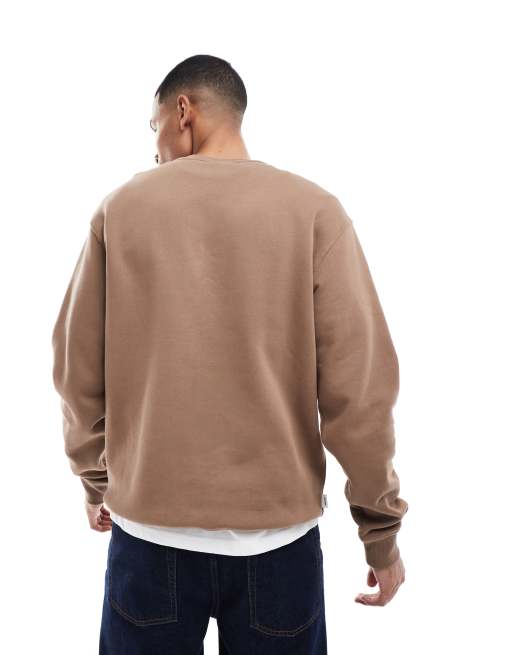 Parlez - Sweat ras de cou oversize à broderie logo - Marron, 4 de 4