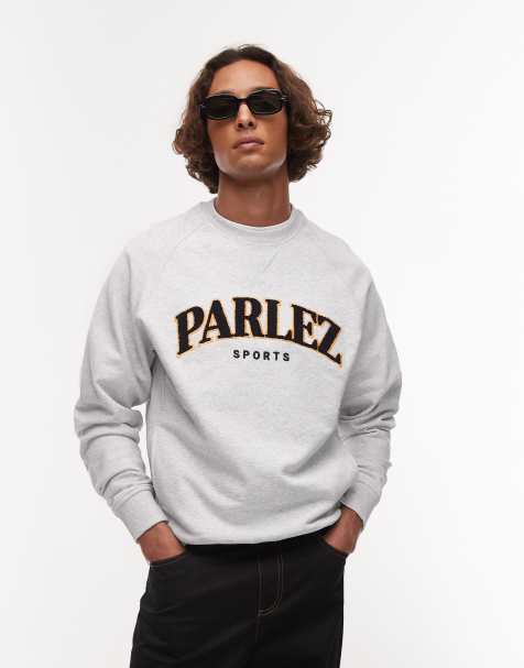 Parlez - Sweater met logo van universiteit van badstof en ronde hals in grijs - view 1