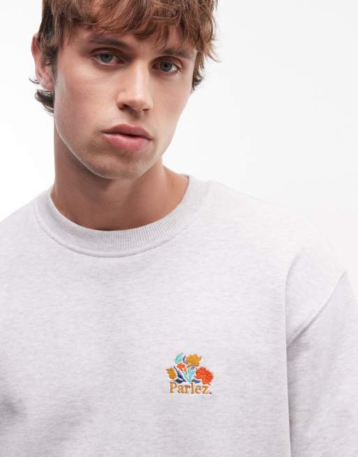 Parlez - Sweatshirt met ronde hals en logoprint in grijs, 3 van 5