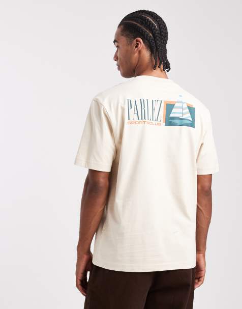 Parlez – T-Shirt in Hellbeige mit grafischem Segellogo und Rückenprint im Siebdruckverfahren - view 1