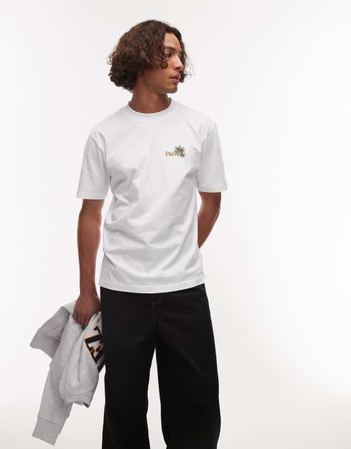 Parlez - T-shirt met zonsondergang print op de achterkant in wit, 2 van 4