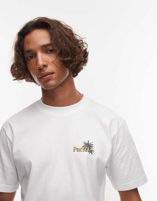 Parlez - T-shirt met zonsondergang print op de achterkant in wit, 3 van 4
