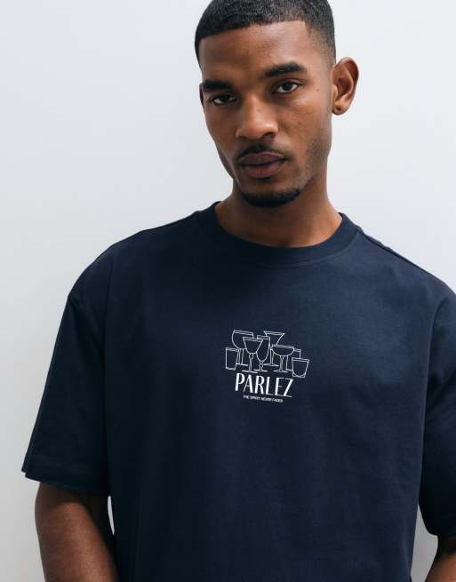 Parlez T-Shirt mit Grafik-Print auf der Brust in Schwarz, 3 von 10