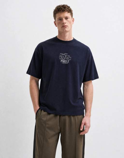 Parlez T-Shirt mit Grafik-Print auf der Brust in Schwarz, 6 von 10